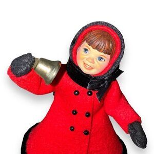 Simpich Character Dolls Handmade English Street Scene Red Coat Bell Ringer Girl
